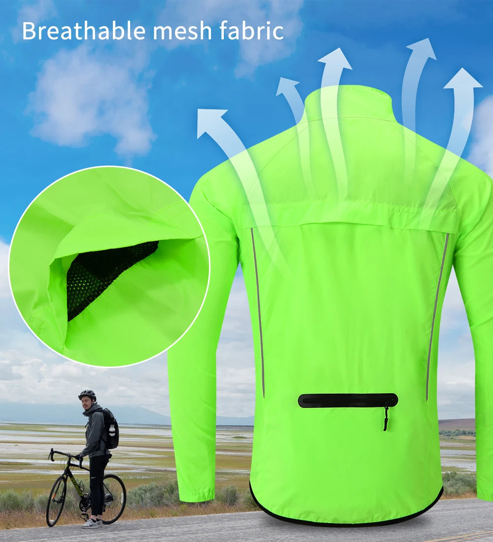 WOSAWE Men’s Ultralight Windproof Cycling Jacket – Reflective & Long Sleeve